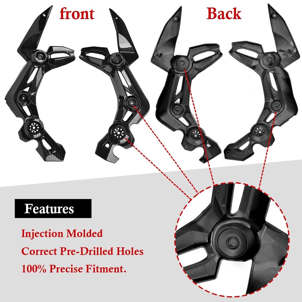 FATExpress Cubierta del Cuerpo del Marco Izquierdo y Derecho de la Motocicleta Panel de Ajuste Lateral Delantero Decoración de protección de carenado para Z900 Z-900 Z 900 2017 2018 2019 (Negro)