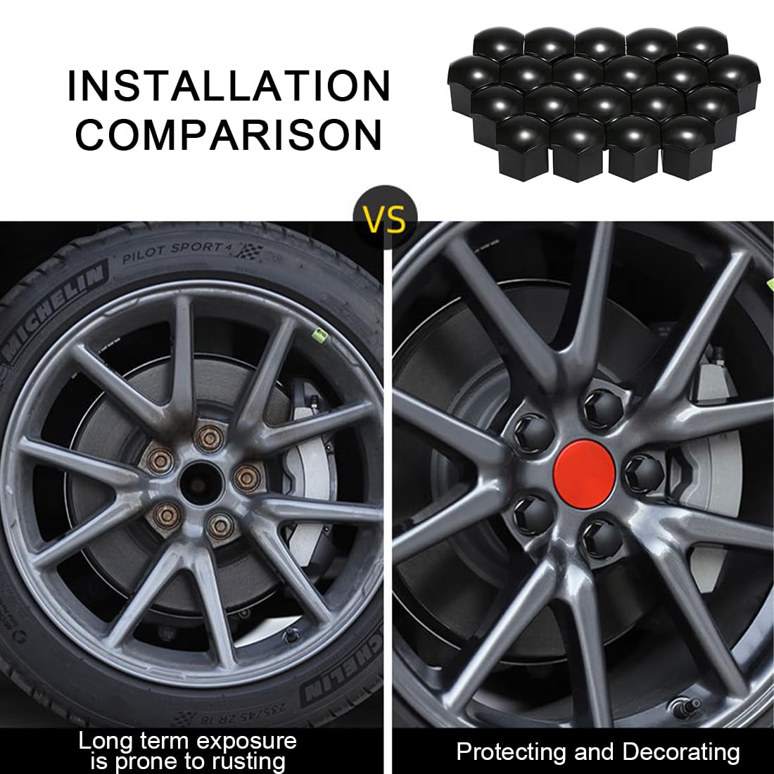 Copribulloni Cerchi Auto 17mm - Set 20 Pezzi + Rimositore, Nero, Antiruggine - Foto 10