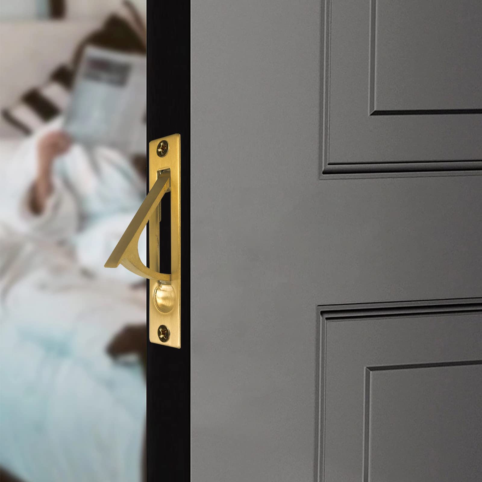 Senharvest Pocket Door Edge Pull – Low-Profile Flush Handle, Easy Grip, Durable Black Hardware For Standard Thickness Doors