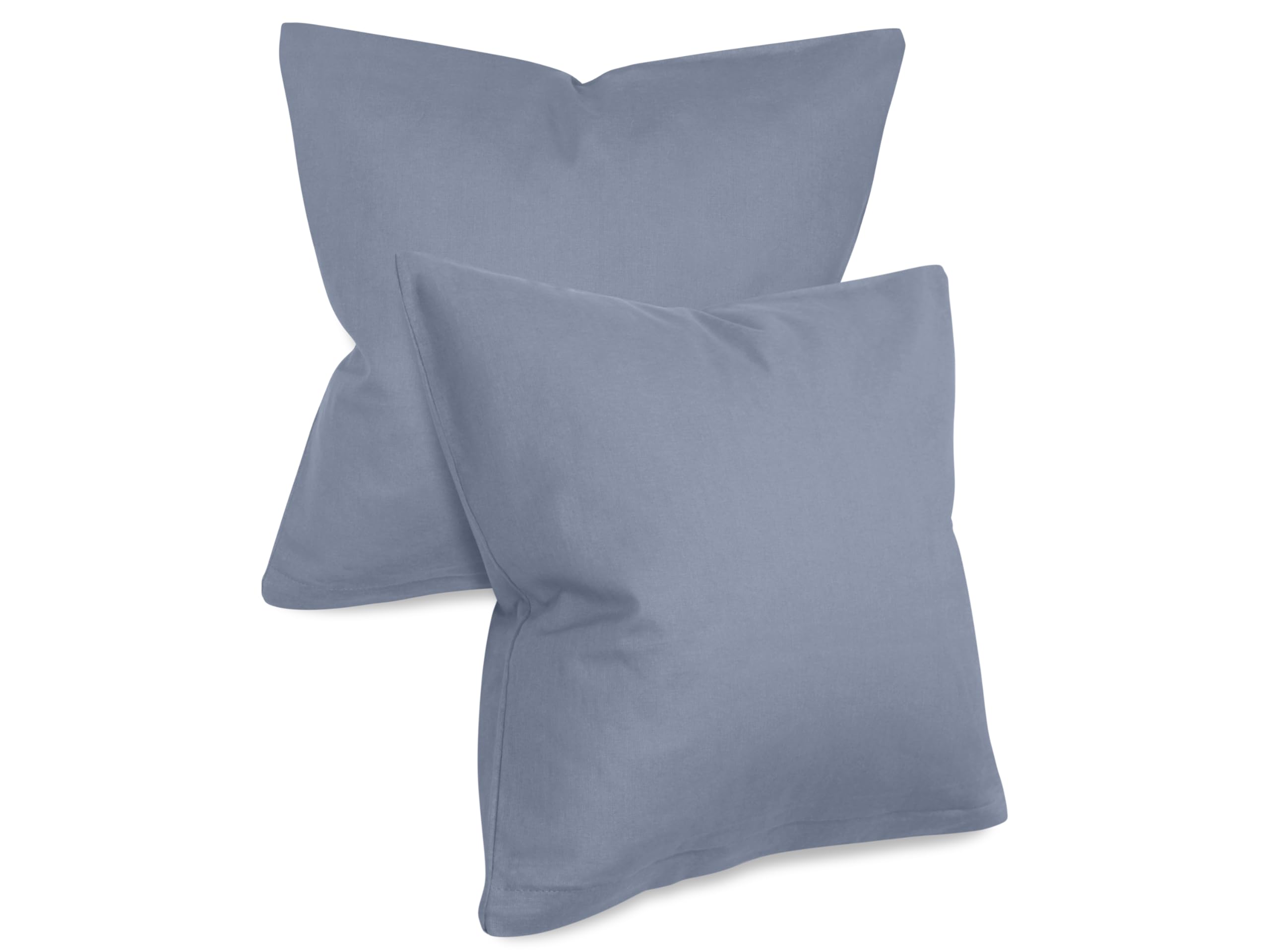 npluseins unifarbene Kissenbezüge im Doppelpack und dezentem Design 1154.1498, ca. 50 x 50 cm, Jeansblau