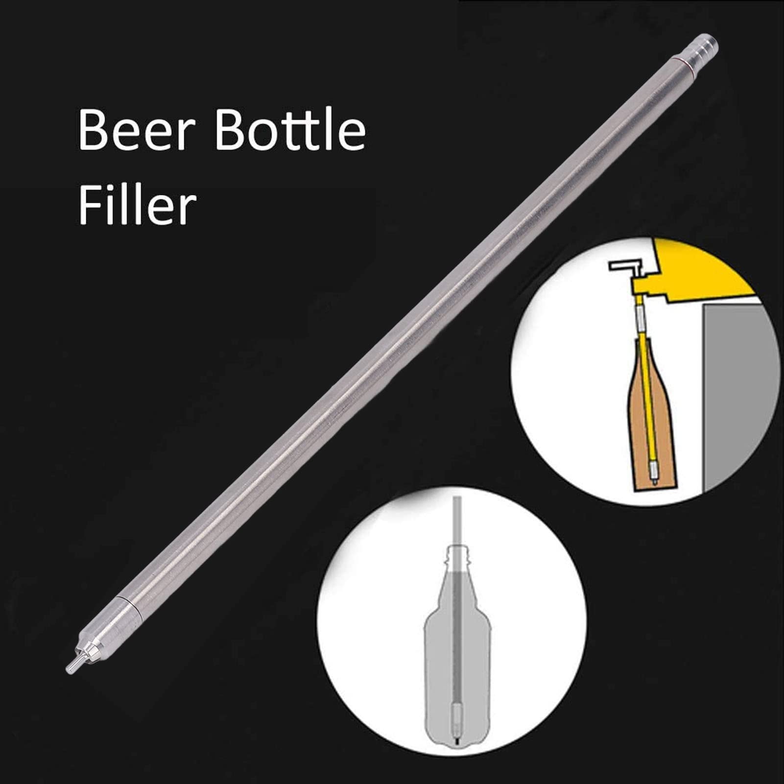 Flaschenfüller, Bier Flaschenfüller, 35,2 cm Edelstahl Federbeladener Bierflaschenfüller,Canning Typ Füllstab mit Bürsten Schlauch und Klemme, Abfüllröhrchen für Bar Home Bier Wein Abfüllung