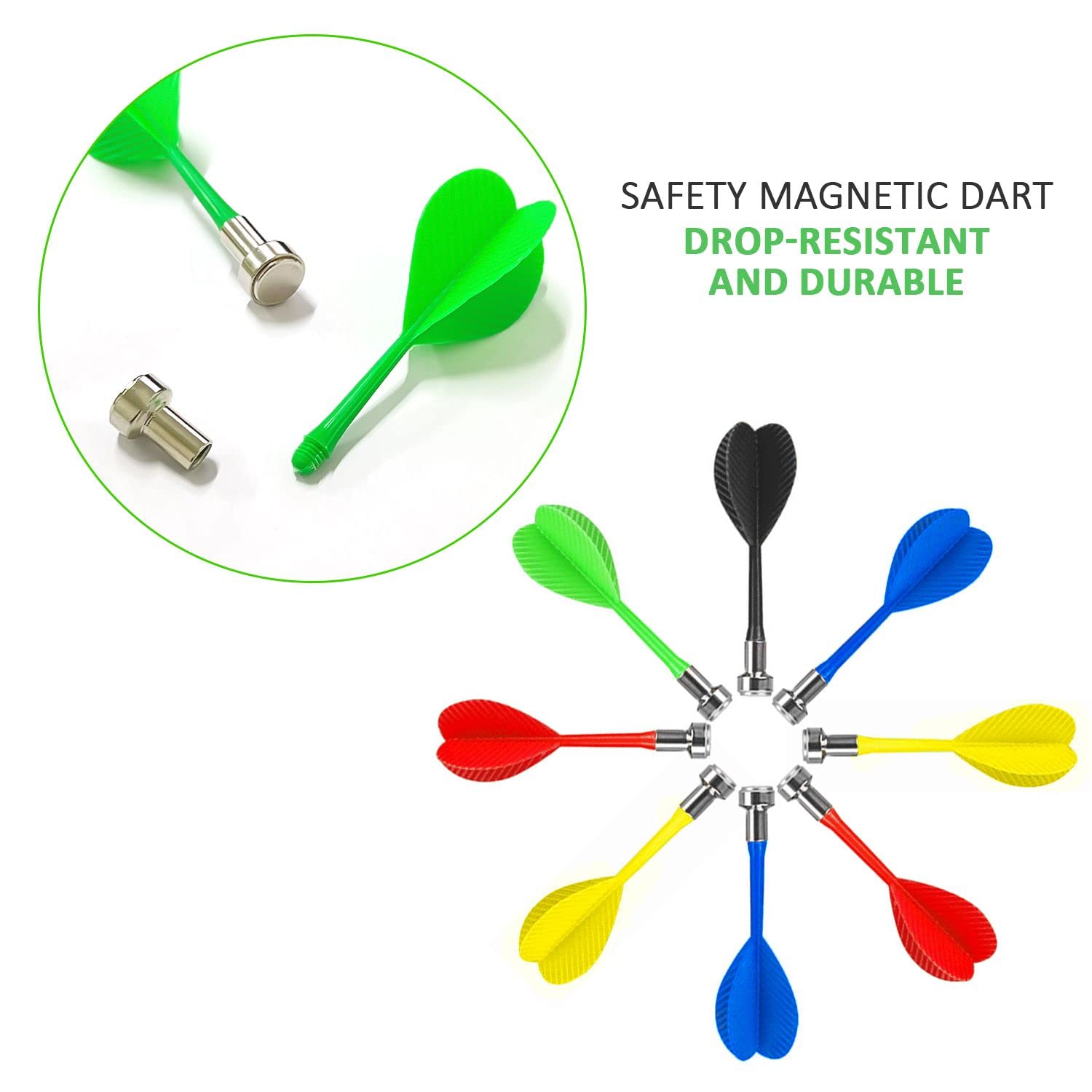 Juego de 15 Dardos magnéticos de Repuesto para Blanco de Interior, 5 Colores Mezclados (Verde, Rojo, Amarillo, Azul, Negro)