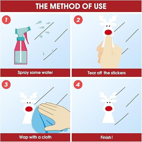 Miniatura 5 de Horaldaily 264 calcomanías de Navidad para ventana, ciervos, muñeco de nieve, regalos para suministros de fiesta en casa, tienda, ventana,