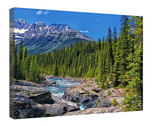 Toile Mistaya River encadrée bois pour déco salon apaisante