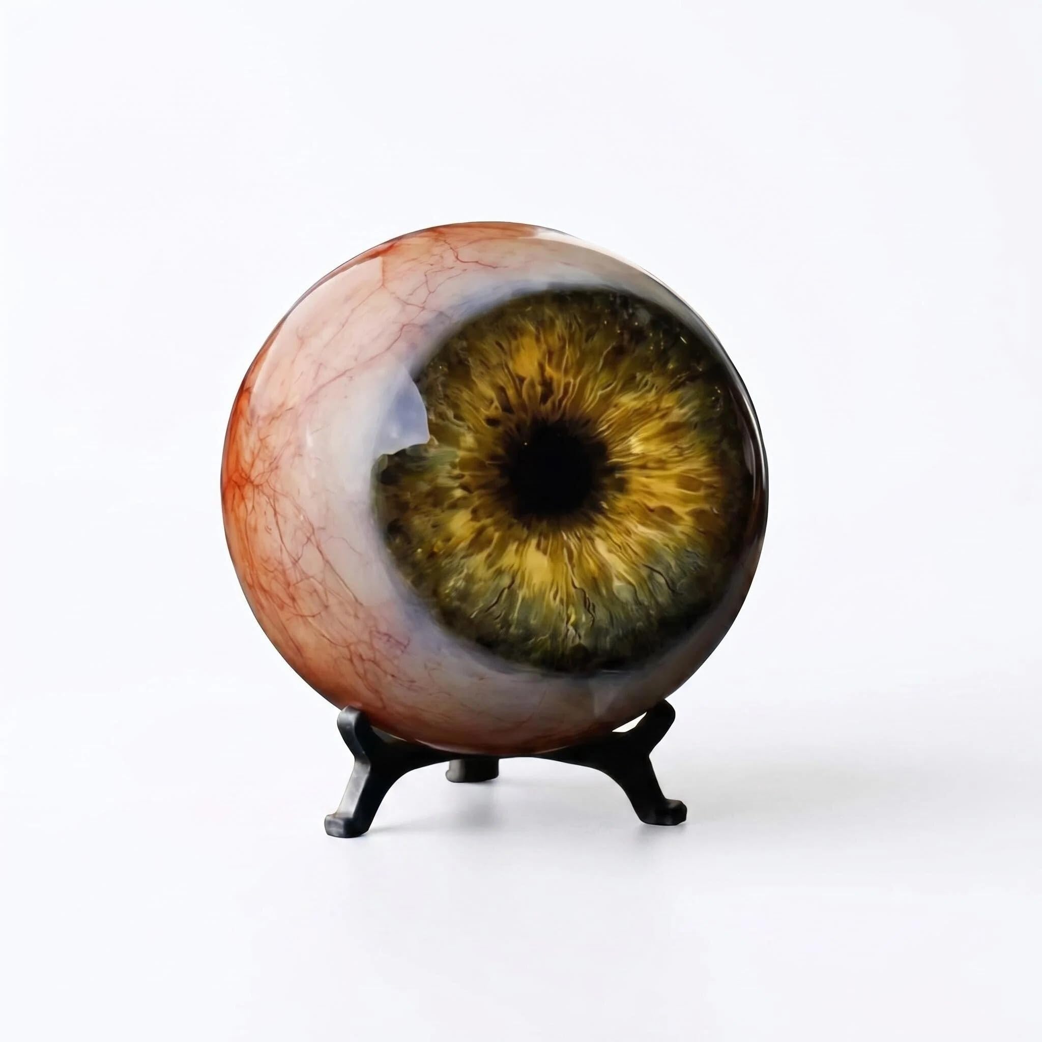 Hyper Realistic Monster Eye Decor, 3D Eyeball Ornament with Stand Scary Realistic Eyeball Ornament Creepy Resin Eye Sculpture Scary Realistic Monster Eye Decor for Halloween Gothic Home(Purple)