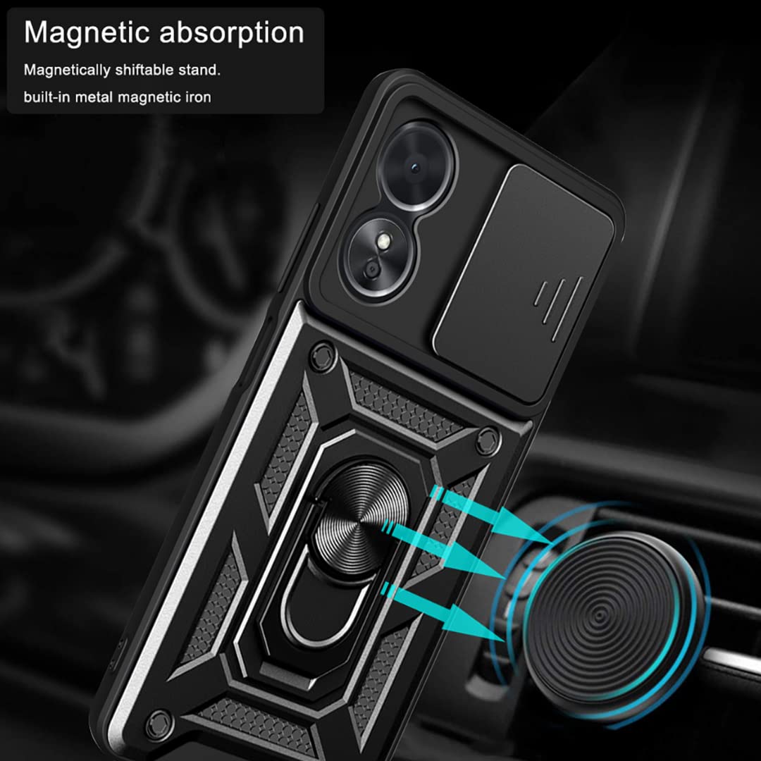 COVER PER OPPO A72 CUSTODIA ANTIURTO RIGIDA MAGNETICA ARMOR RING NERA A 72