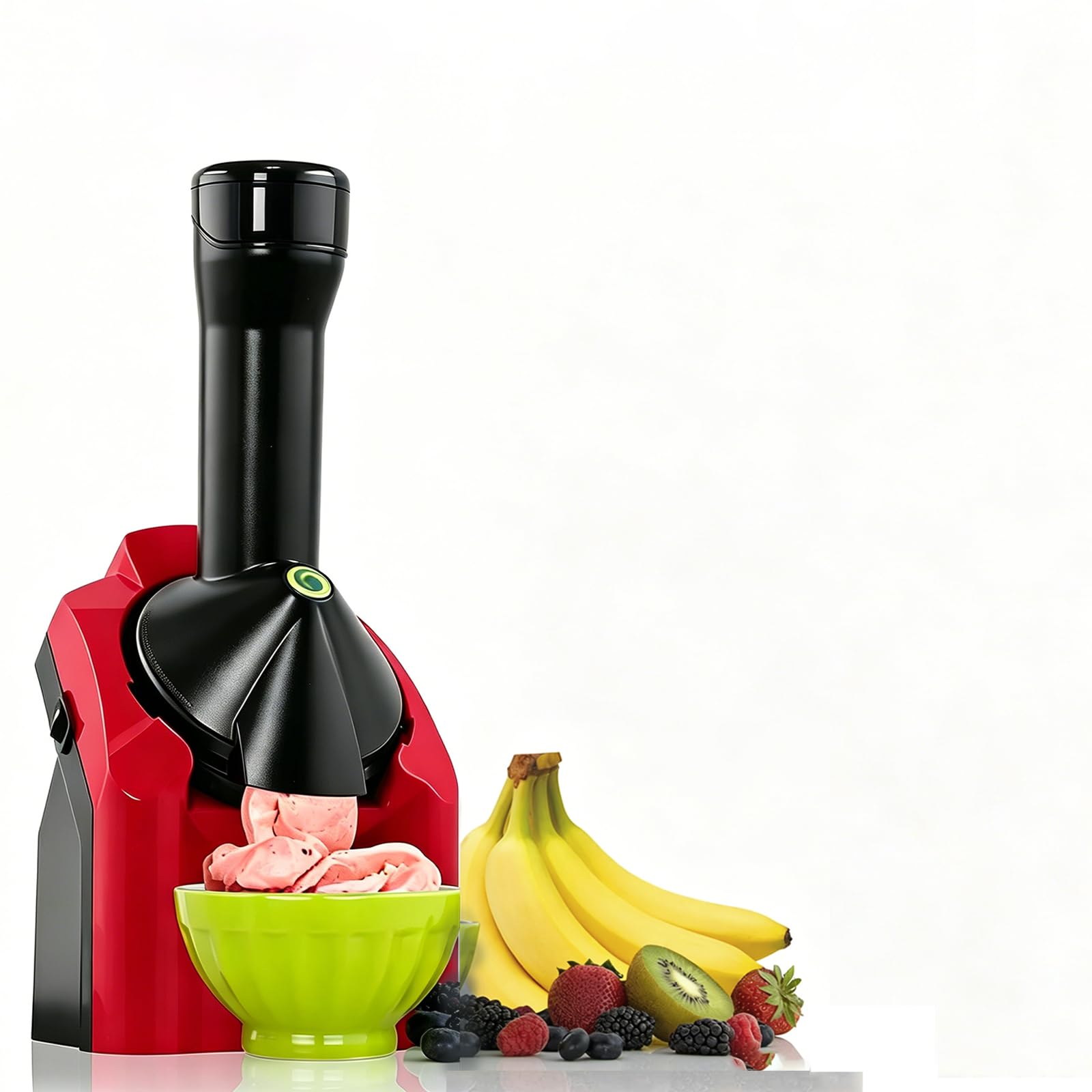Home - Máquina para hacer helados de 200 W, fácil de limpiar y usar, para hacer sorbetes saludables, sorbetes, helados de frutas, yogur congelado, rojo chino
