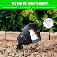 Vista 2 de Luz LED de inundación para exteriores, bajo voltaje, 12 V, bombilla LED MR11 reemplazable de 3 W, blanco cálido, 2700 K-3000 K, resistente a