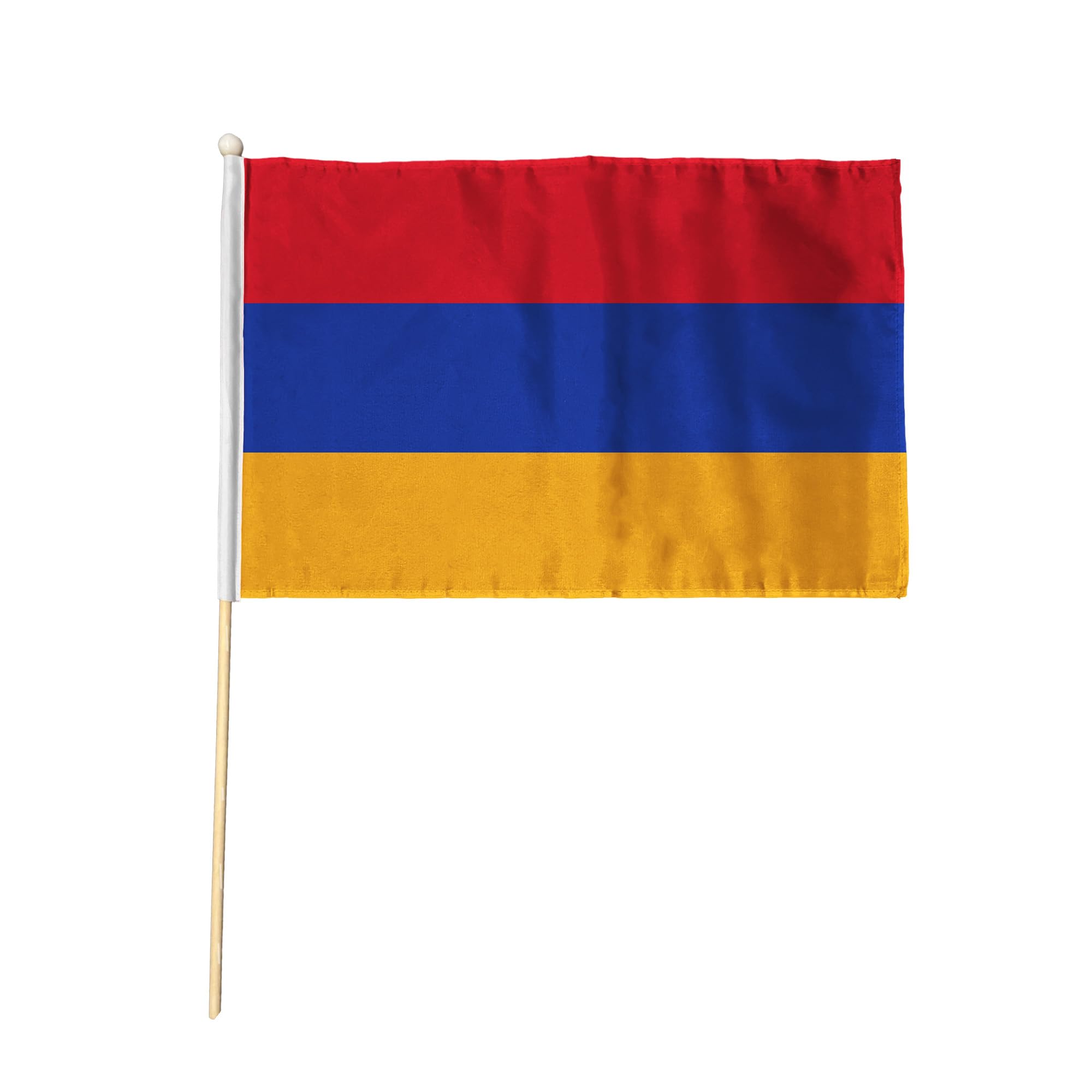 Flagtex Armenia Pack of 12 Hand Waving Flag (18x12 Inch Large) - Premium Wooden Stick Hand Flag Big Size Natural Wood Pole Armenian National Flag Events Parades Celebrations International Sports — image 1