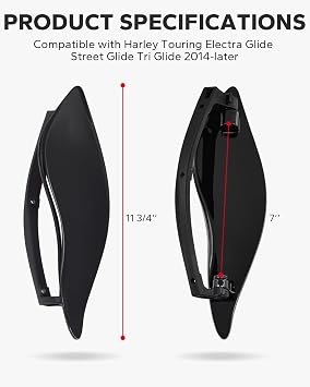 Amazicha Side Wings Air Deflectors, Fairing Side Wing Windshield, Adjustable Wind Deflectors Compatible for Harley Electra Glide Street Glide Tri Glide Ultra Limited 2014-2024, Black