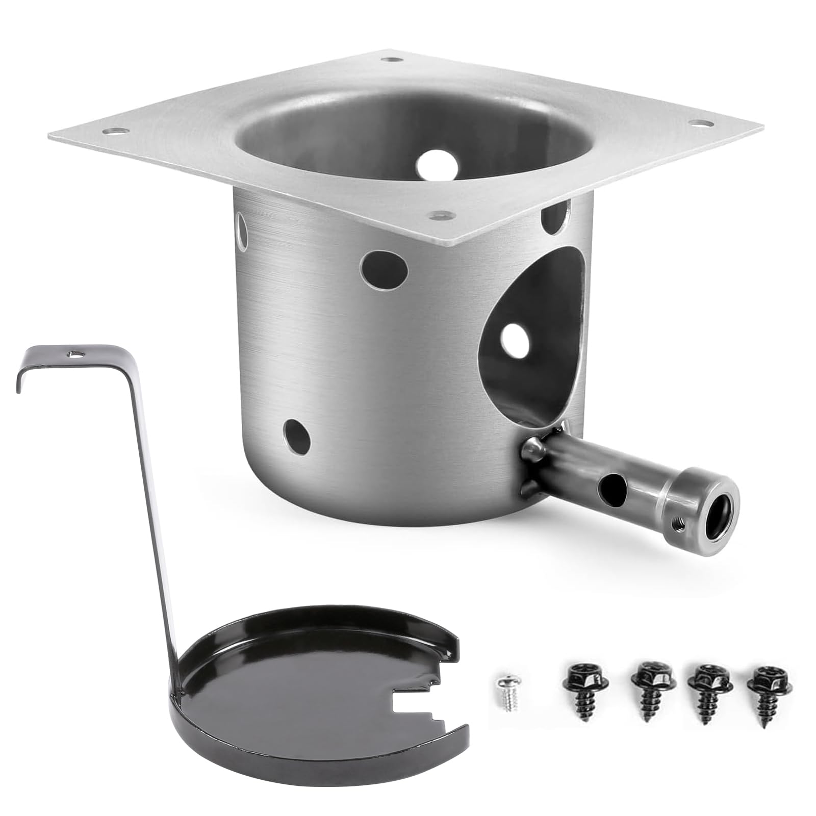 Upgraded Fire Burn Pot Replacement Parts for Pit Boss and Traeger Wood Pellet Grill Smoker, Fire Burner Pot for Traeger Pro 22 34 Fire Pot, Heavy - Duty Steel Burn Pot with Ash Remover and Screws