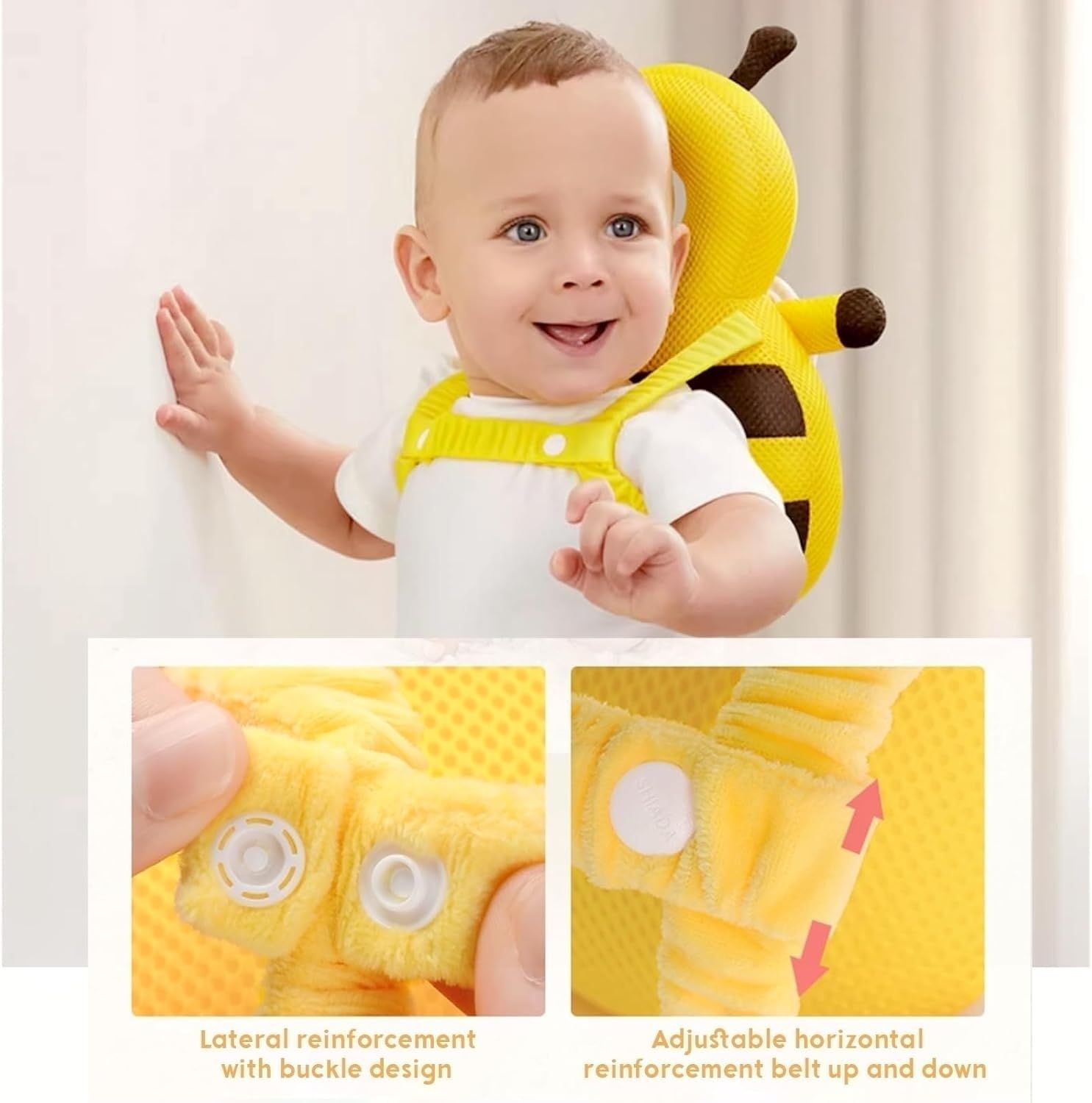 Mochila protectora de cabeza de bebé para niños pequeños, protección de la cabeza para que el bebé gatee, camine y caiga hacia atrás, cojín de aterrizaje suave