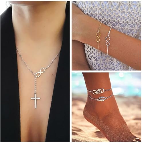 Miniatura 5 de Pandahall - 42 dijes de símbolo del infinito, dijes de aleación de corazón infinito, 7 estilos de colgantes de estilo tibetano para manualidades,