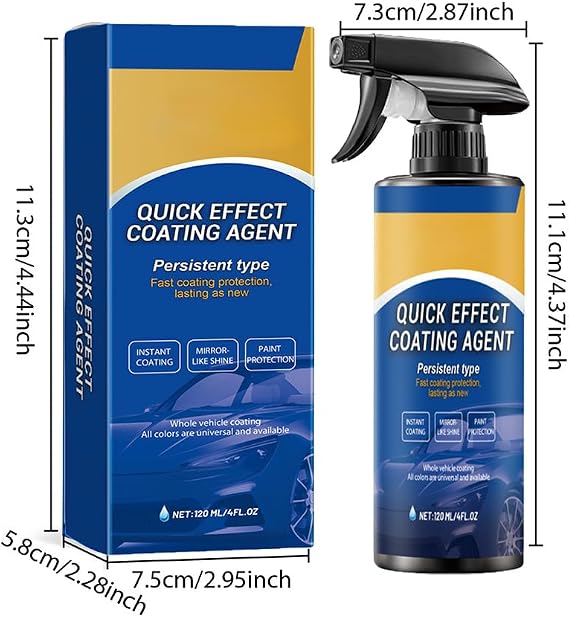Quick Effect Coating Agent for Cars,2025 Advanced Quick-Acting Coating Agent Spray,Efficient Ceramic Coating Spray-Scratch Repair,Protection & Shine,Repairs Scratches and Wear Quickly (120ML, 5PCS)