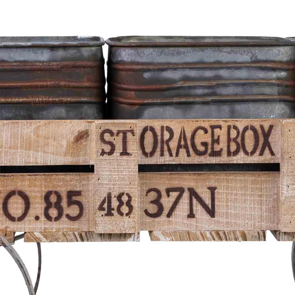 WANDERLUST DECO Carro Expositor, 3 bandejas, Madera y Metal marrón 72.39x28.58x49.53