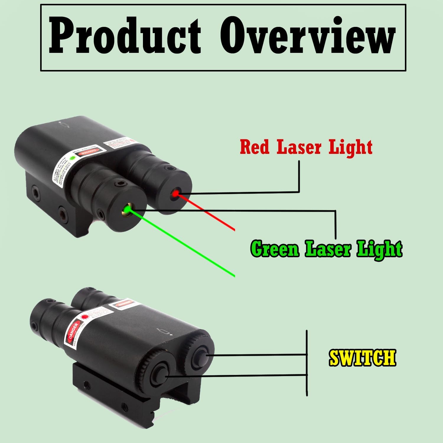 GOTICAL Pack of 2 Tactical Combo Red Laser Sight and Green Laser Sight Tactical Output