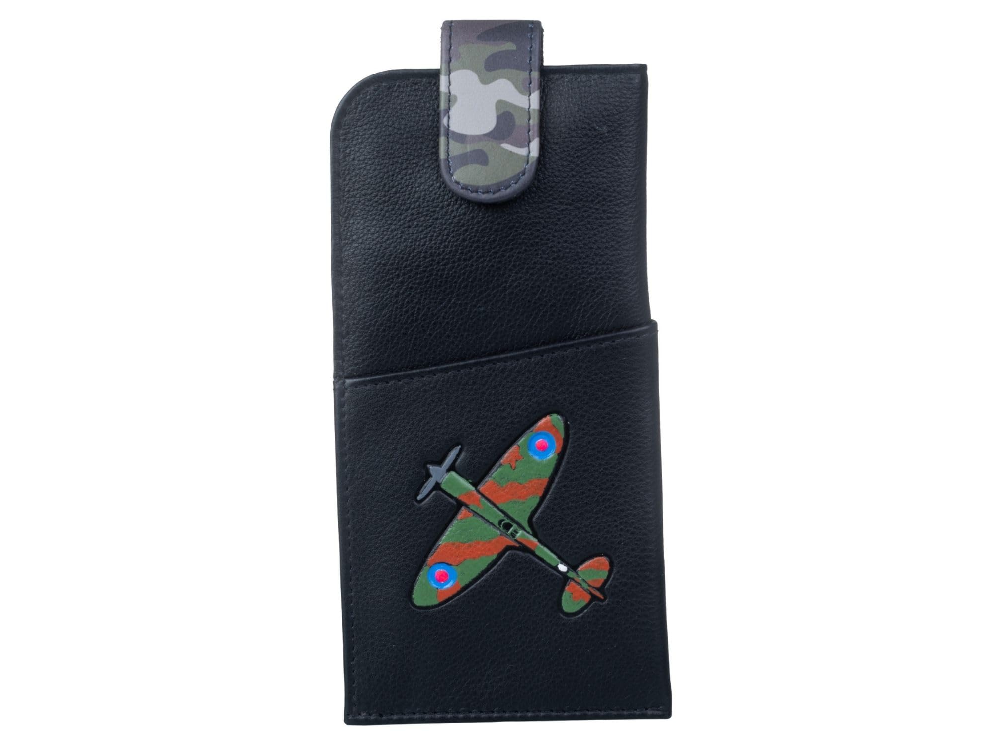 Mala Leather Spitfire Plane Leather Glasses Case Wide Fitting & Tabtop Mens