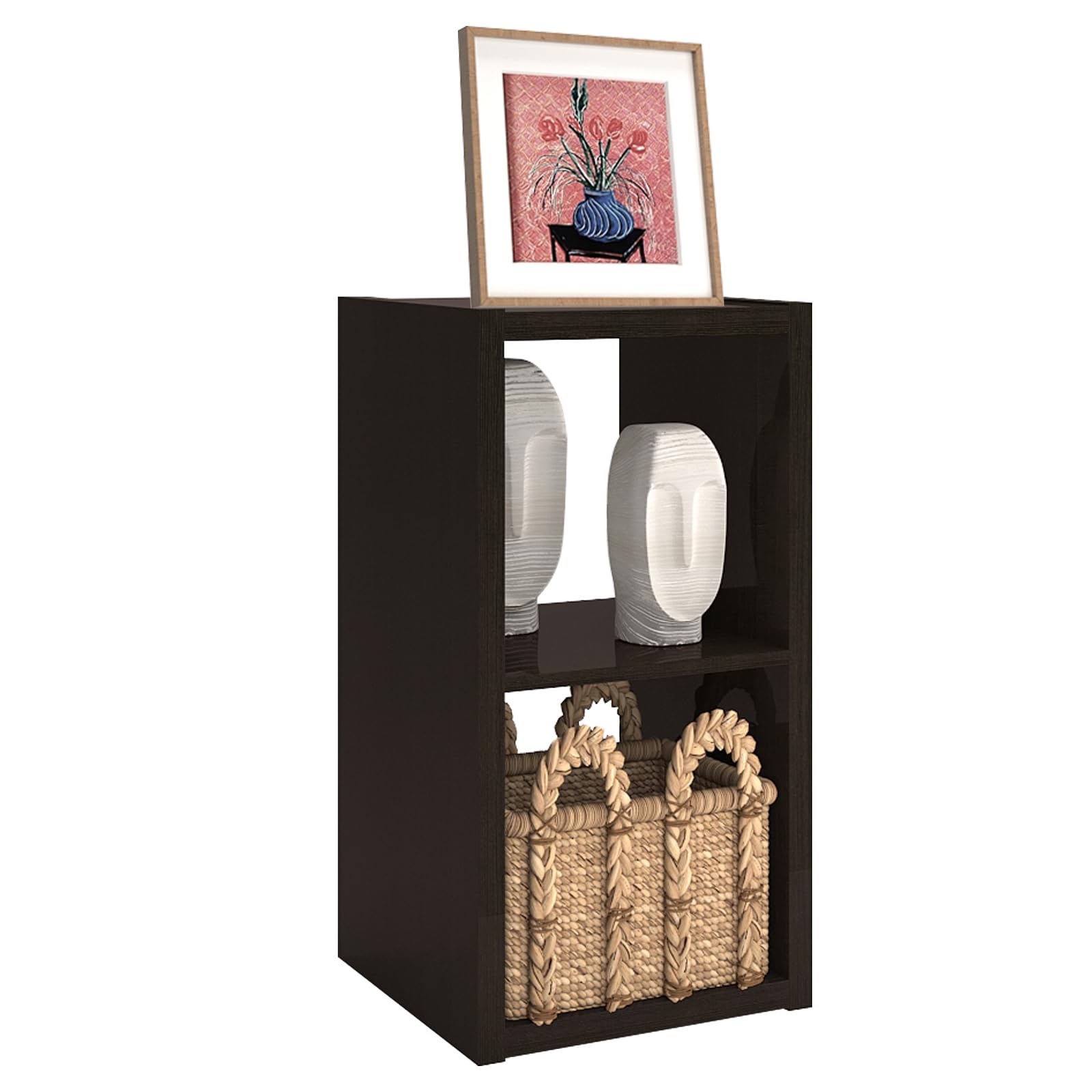 CTESNE 【Thick Border】 2 Cube Storage Shelf, Wooden Standing Open Bookshelf with Anti-Tipping Kits,Easy to Assemble, Minimalist Style, Display Cabinet,Chocolate Color — image 1