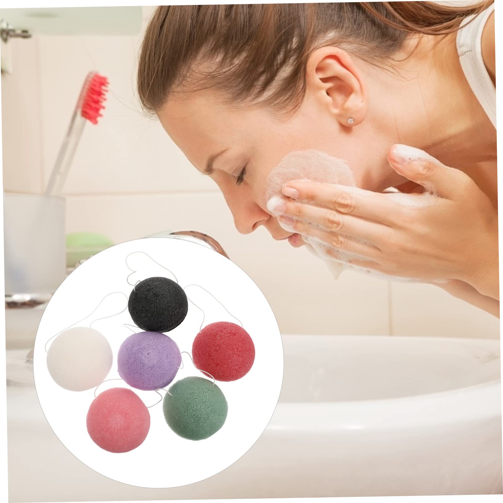 Gogogmee 6pcs Natural Facial Sponges Exfoliating Skin Cleaning Massage Tools for Daily Use Soft Comfortable Texture for Makeup Removal and Pore Cleansing