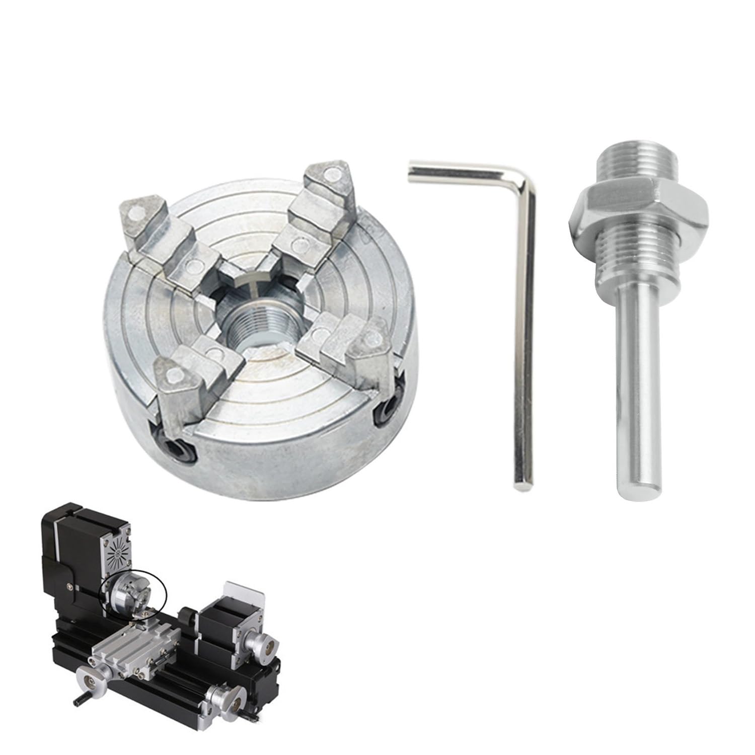 Mandrino A 3 Ganasce Per Tornio Legno - M12x1, In Lega Di Zinco, Centraggio Automatico