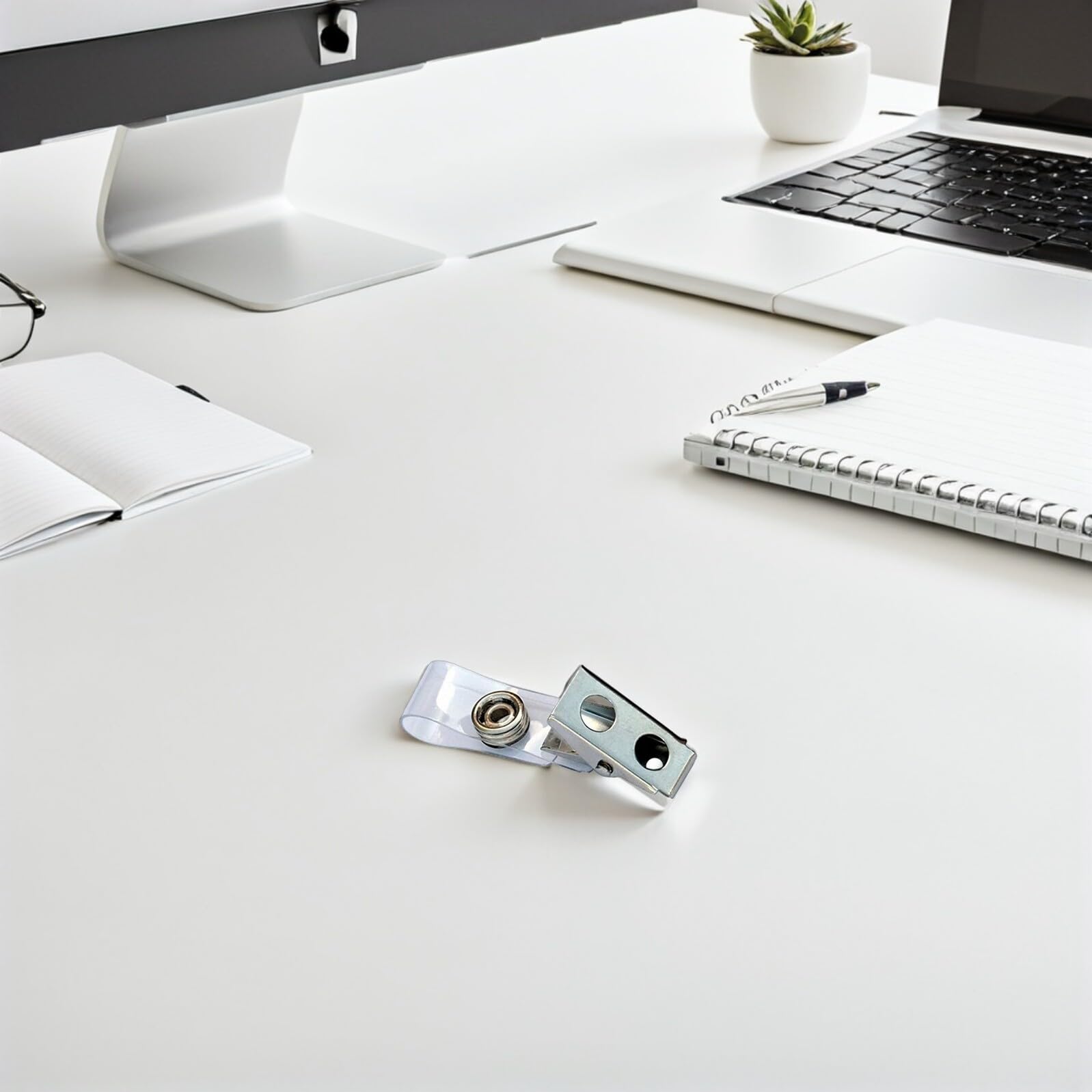 ABOOFAN 250 pezzi Clip Porta Badge in Metallo Doppio Foro con Cinghia Trasparente in PVC Porta Targhetta Id Leggero e Resistente per Eventi e Uso Quotidiano