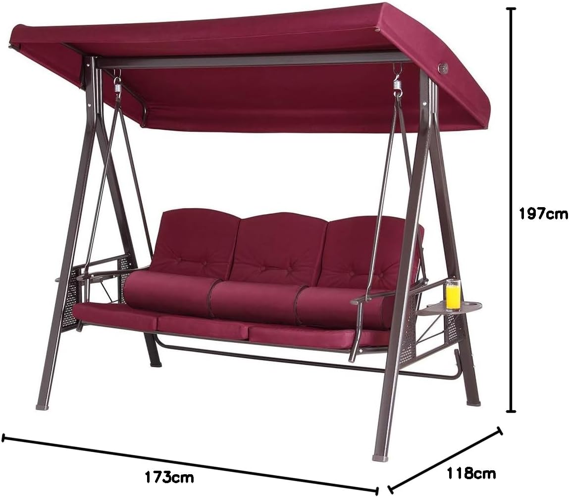 Dimensions diagram of the BAKAJI 3-Seater Garden Swing
