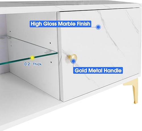 Miniatura 6 de COSVALVE LED TV Stand for 60/65/70 inch TVs, Modern Entertainment Center with Storage Cabinet, TV Console Table with Open Shelf for Living Room