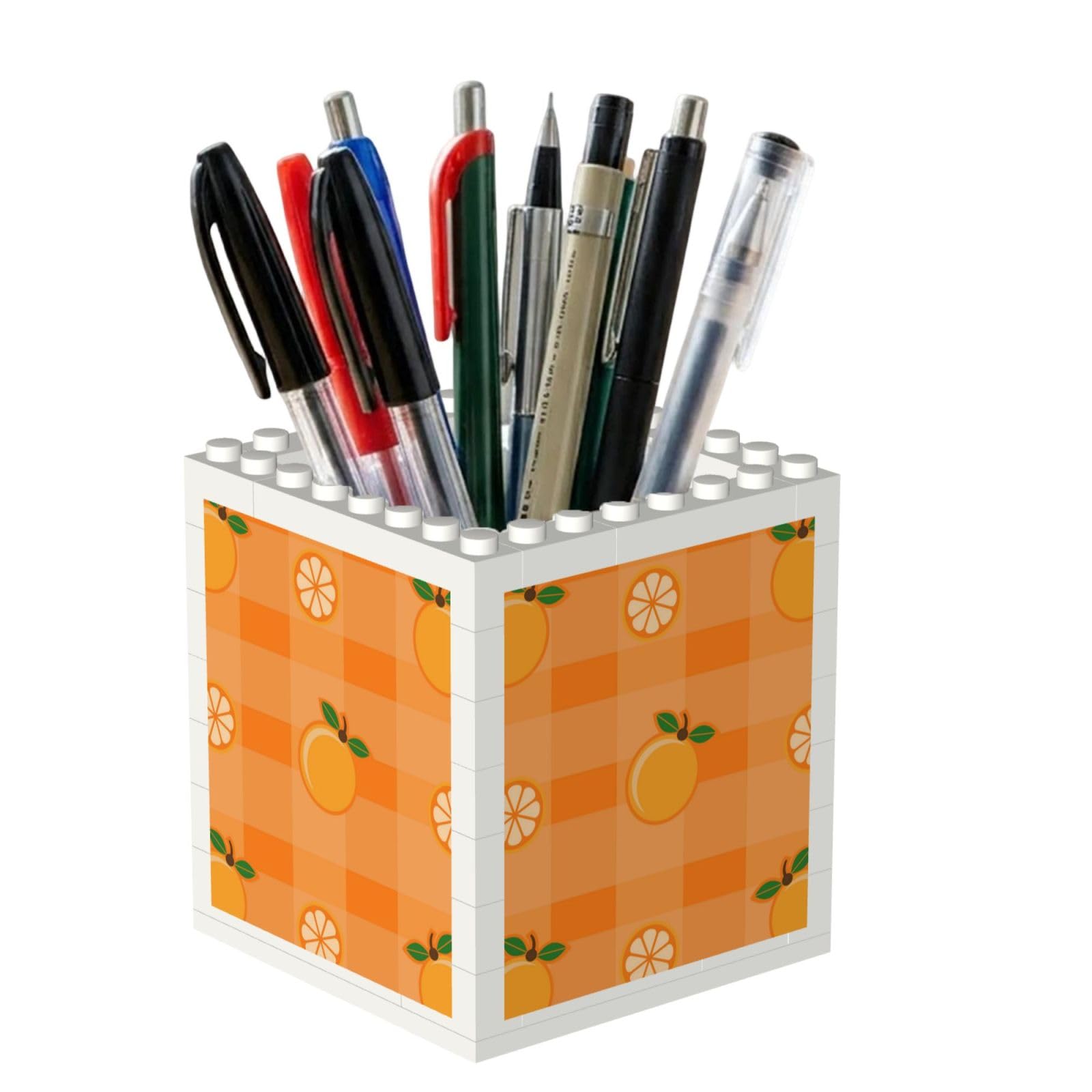 Poadnly Orange And Orange Leaves, Pen Pot Pencil Holder for Office Home School, Compact Desk Organiser for Office Stationery