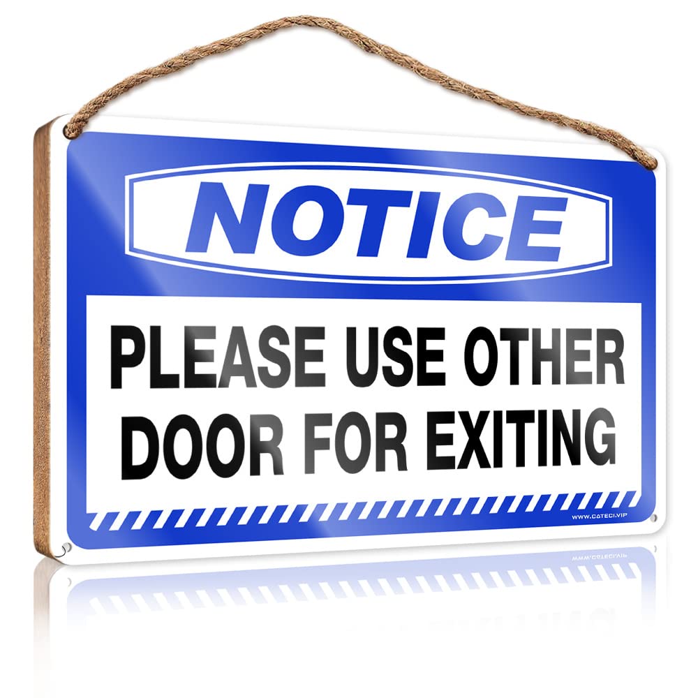 DTHA Funny Room Signs Notice Please Use Other Door For Exiting Wooden Sign Front Door Wooden Sign Signs For Bathroom