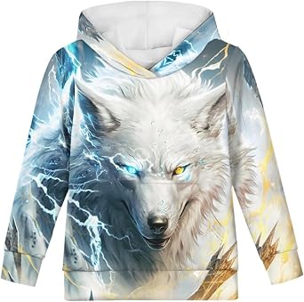 ENLACHIC Girls Boys Hoodies Novelty 3D Printed Long Sleeve Pullover Hoodie Sweatshirts with Pocket