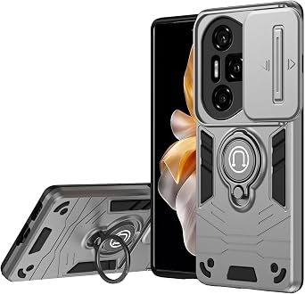 Ultra-Slim Shockproof Phone Case Compatible with Honor 300 Pro Case with Kickstand & Slide Camera Cover, Shockproof Military-Grade Case Rugged Protective Cover Compatible with Honor 300 Pro Phone Mili