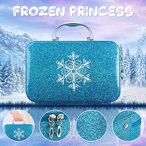 KIZSBRO 21pcs Kids Makeup Kit for Girls, Kids Play Washable Makeup Set with Frozen Cosmetic Case, Eyeshadow/Lip Gloss/Blush, First Princess Little Starter Kit Toys for 3 4 5 6 7 8 9 10 Year Old Girls