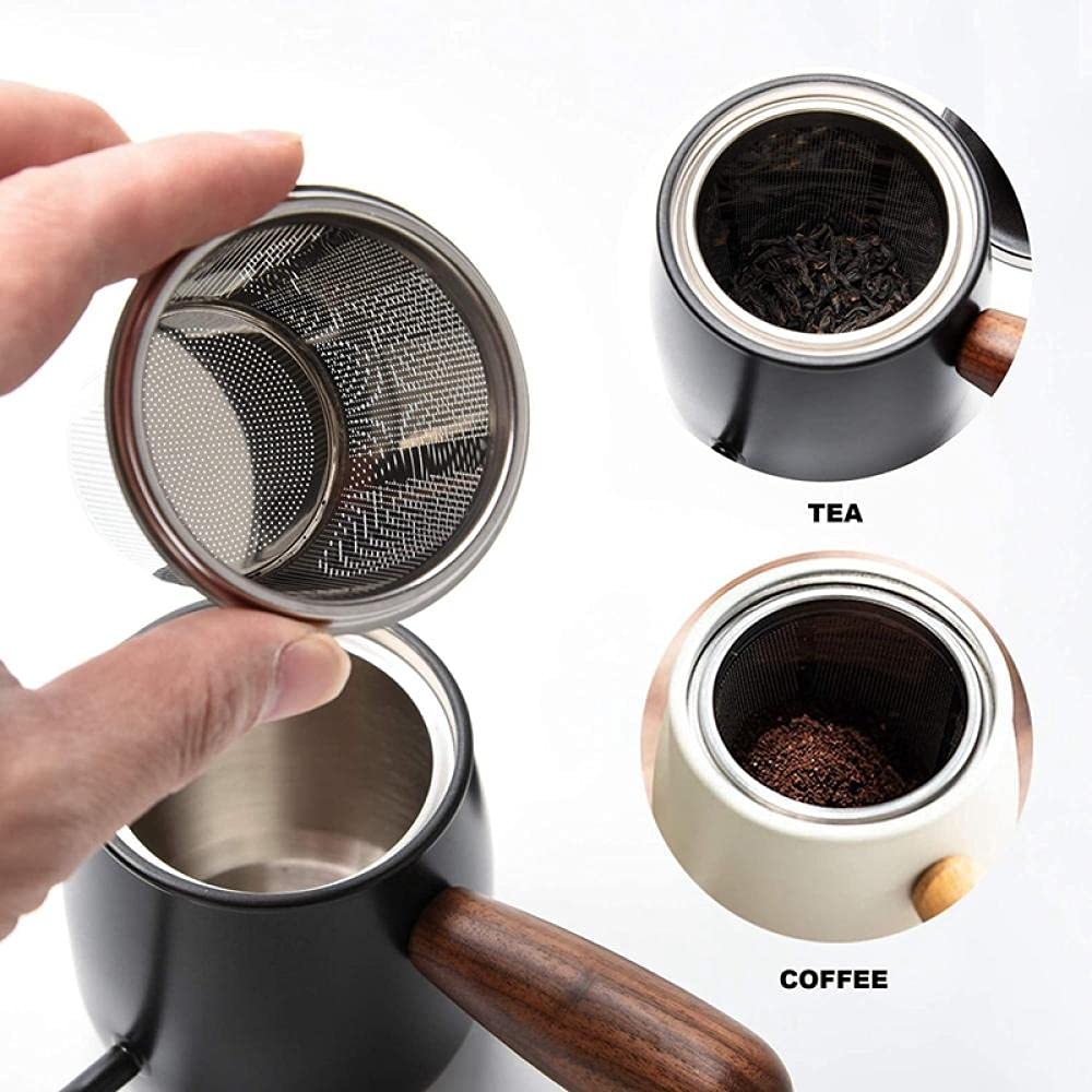 Czajniczek Zaparzacz Do Herbaty Czajniczek Ekspres Do Herbaty Należy Wlać Czajnik Ze Stali Nierdzewnej Długi Wąski Dasek Espresso Herbata V Neck Czajnik Garnek Z 12Z-Czarny