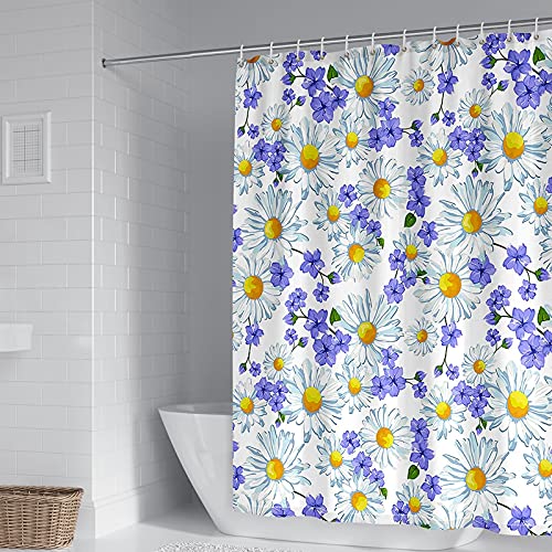 Rideau de douche 150x200cm en polyester durable imprimé fleurs violettes et jaune - 2