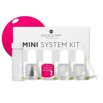 Dazzle Dry Mini Kit 4 Step System - Heart of Fire, a beautiful bright hot pink. Full coverage, cream. 5 Piece Kit / 5 Manicures