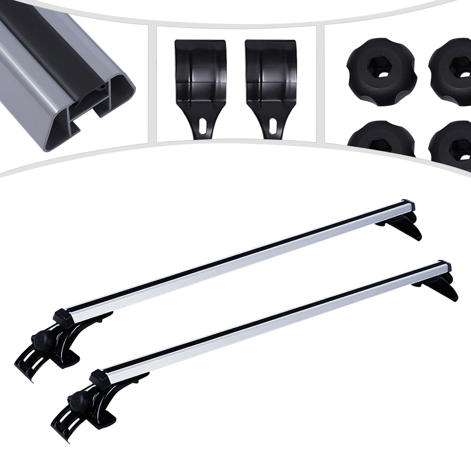 Barras portaequipaje universales, 2 piezas, ajustables, para vehículos con una anchura de techo inferior a 130 cm