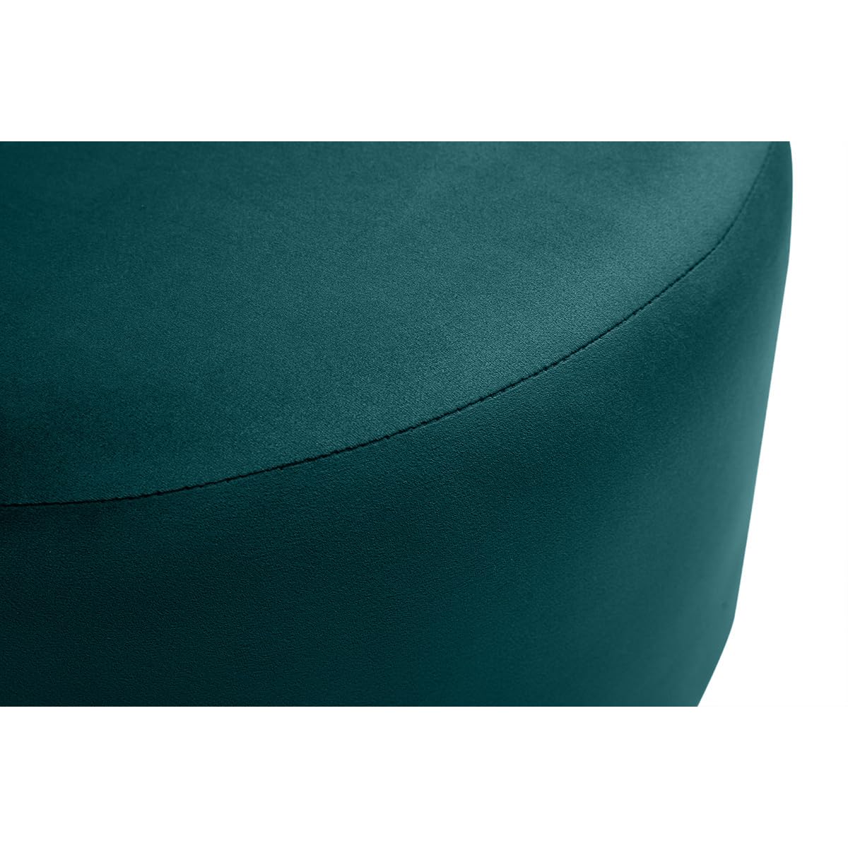 Miliboo Pouf Rond en Velours Bleu pétrole et métal doré D54 cm Amaya