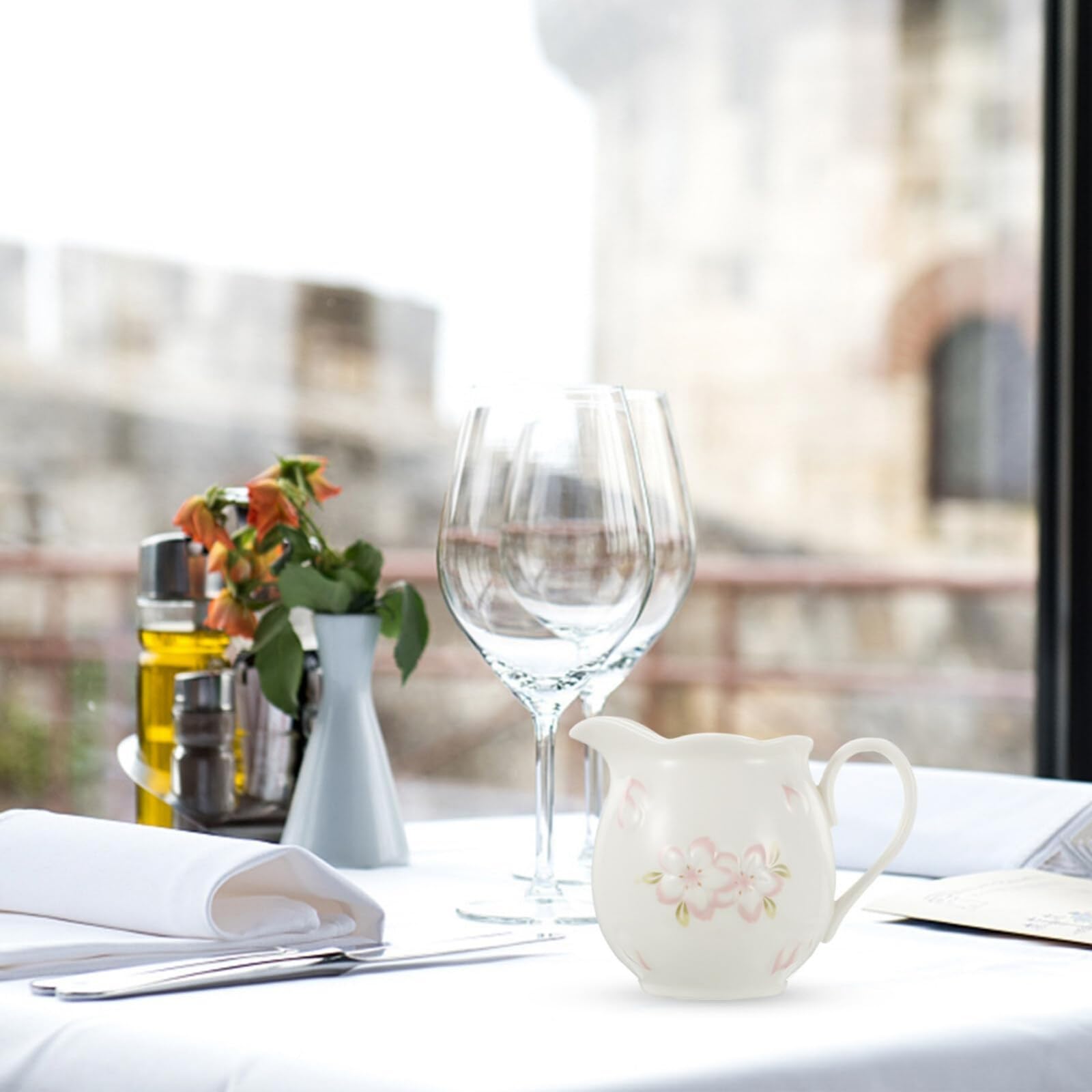 Pot à crème en céramique pour Faire mousser Le Lait, pichet pour Sauce à café, pichet à Expresso, Tasse en céramique, pichet à Sauce, verseur de Lait, céramique avec Couvercle, sucrier, Blanc