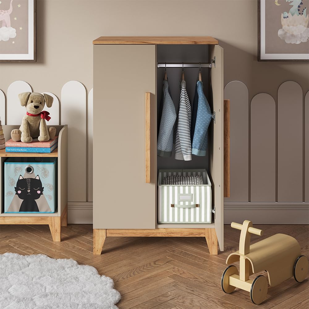 VitaliSpa Armoire pour Enfants Malia, Cachemire/Artisan, 70x120cm, pour Le Rangement des vêtements pour Enfants et combinable