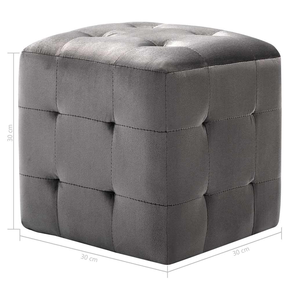 Fengshui 2 pouf, grigio, 30 x 30 x 30 cm, in velluto