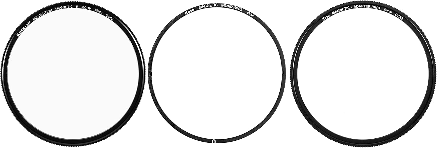 Kase Revolution 82mm Magnetic Shockproof R-MCUV Filter Anti-Ghosting Anti-Flare Low Reflection Optical Glass Incl 2 Adapters Conventional & Inlaid