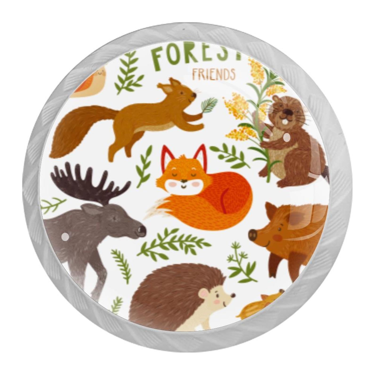 Tqmspg Multi12 4 Pieces Drawer Pulls Forest Animals Fox Hedgehog Rabbit Door Knobs Dresser Handles For Kitchen Wardrobe Cupboard Hardware Furniture