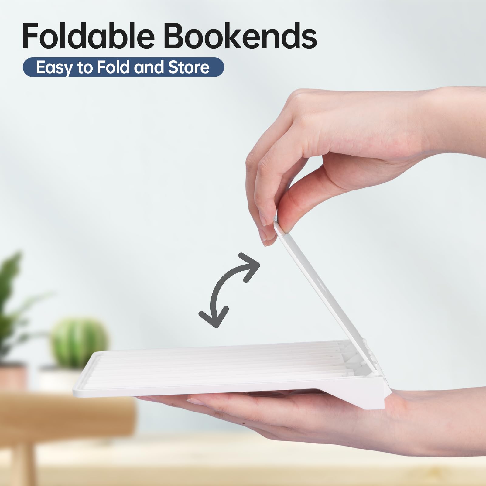 FRETONBA Składane Podpórki Do Książek, 4 Sztuki Podpórka Do Kilku Książek, Podpórka Z Podkładką Antypoślizgową, Podpórki Do Książek Do Szkoły, Białe