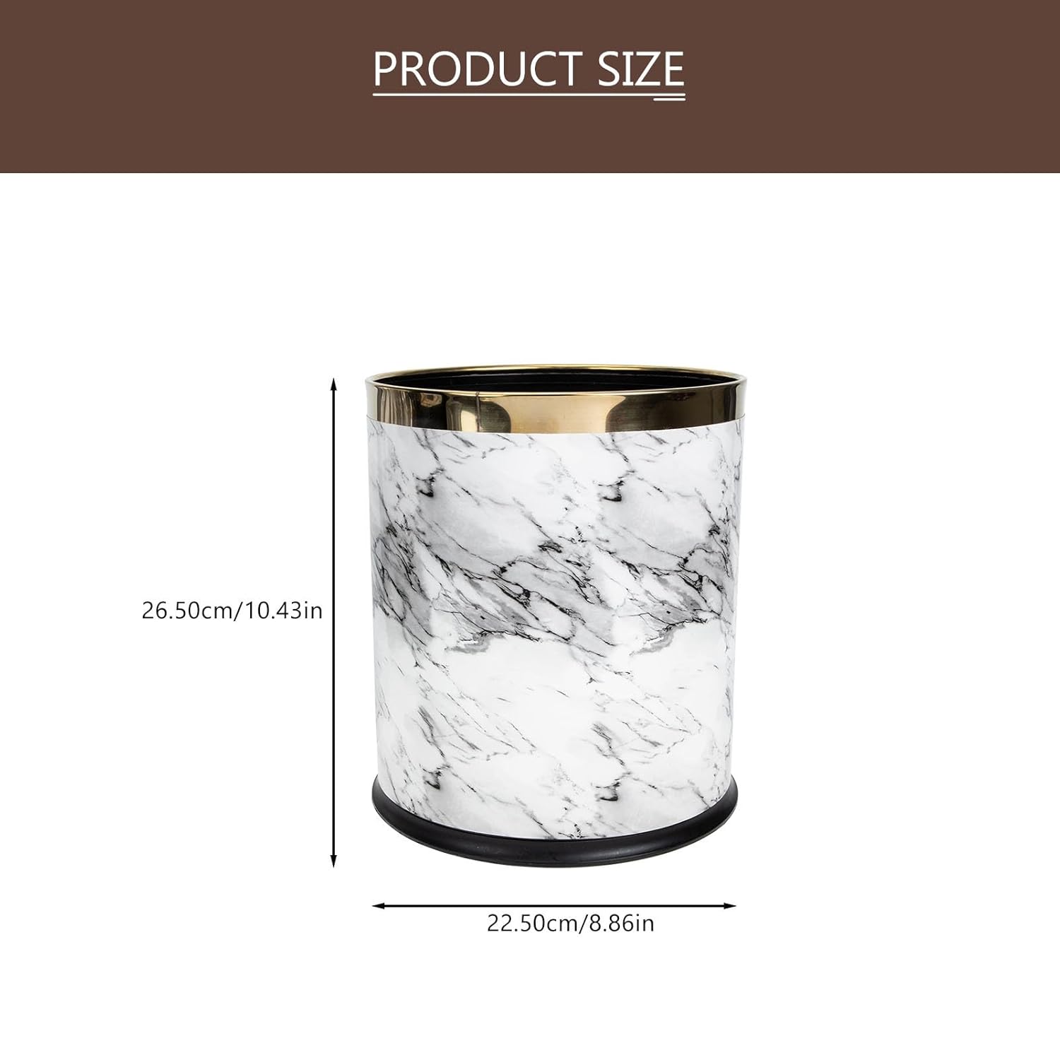 Marble Wastebasket Plastic Trash Can White Bathroom Garbage Bin for Home and Hotel Use