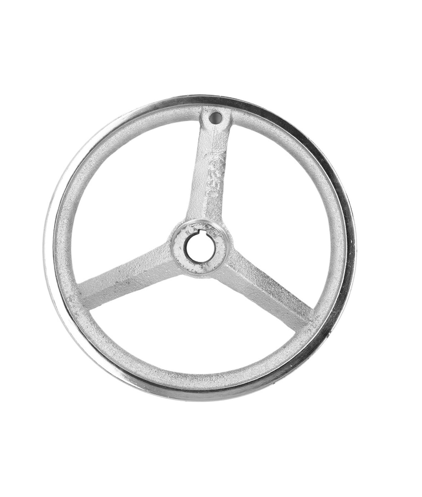 Wudcw Silver 22X250mm Handwheel With Revolving Handle 3 Spoke Round Metal Hand Wheel For Lathe Milling Grinding Machine