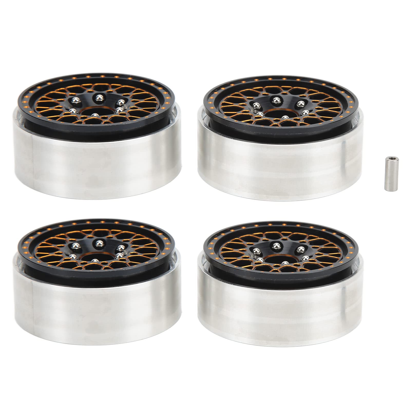 4 pièces 1,9 pouces moyeu de roue sur chenilles RC jantes de voiture sur chenilles en alliage d'aluminium pour SCX10 90046 1/10 (Or noir)