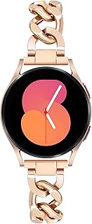 G-ficu Galaxy Watch 5 & 4 band 20mm Cowboy Chain Band for Samsung Galaxy Watch 5 Band 40mm 44mm, Women Stylish Dressy Cool Metal Band for Watch 4 40mm 44mm/Watch 5 Pro/Watch 4 Classic 42mm 46mm/Watch 3 41mm/Active 2-Rose Gold