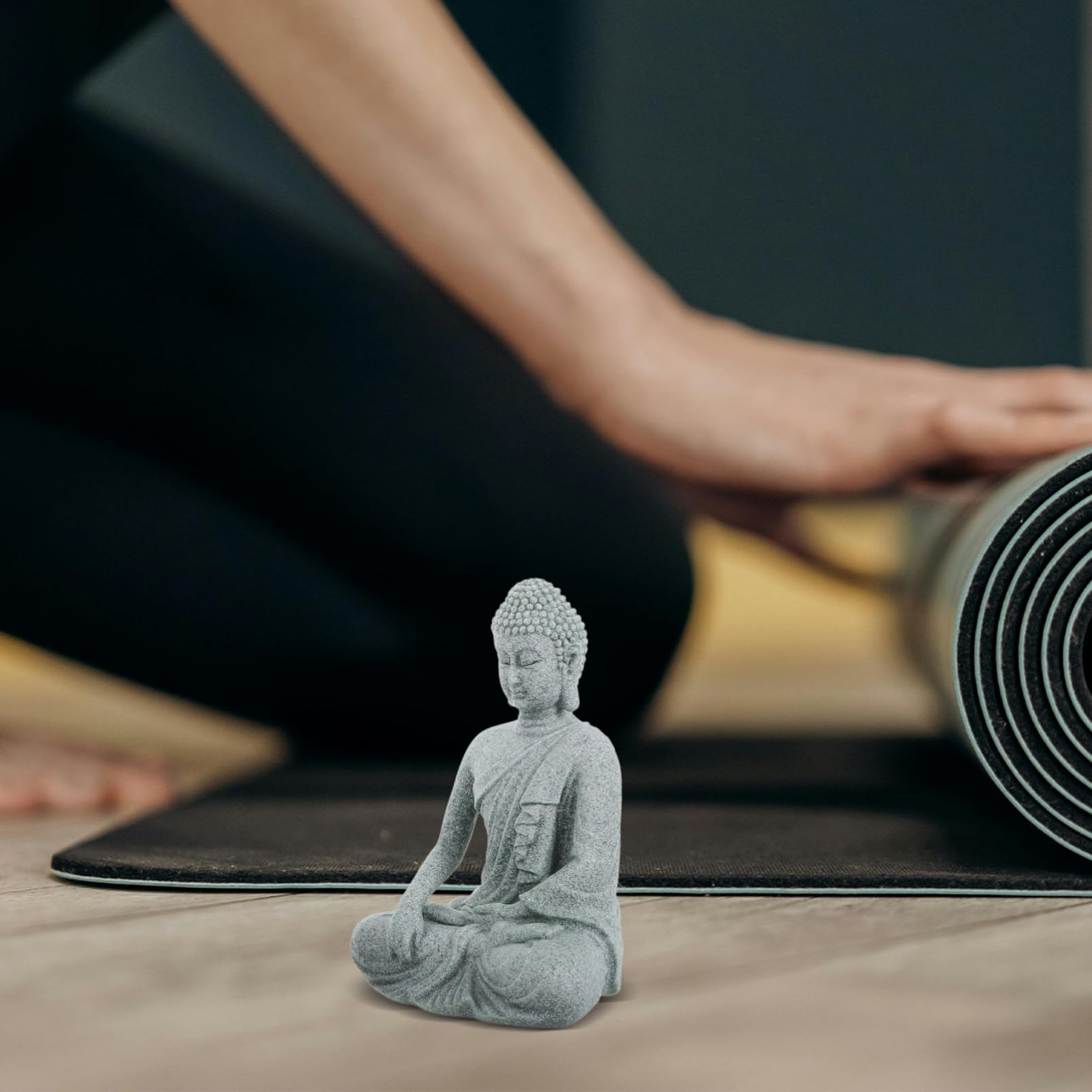 Cabilock 3 Stück Buddha Figuren aus Naturstein für Zuhause und Büro | Zen Dekoration für Schreibtisch, Yoga Studio und Aquarium, Sitzende Statuen im Dreierpack