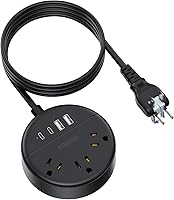 Vista 7 de NTONPOWER 2 Prong Power Strip, 1875W 2 Prong to 3 Prong Outlet Adapter, 2 Prong Extension Cord 5 ft, Rotating Plug, Wall Mount, 3 Outlet 2 USB A+2