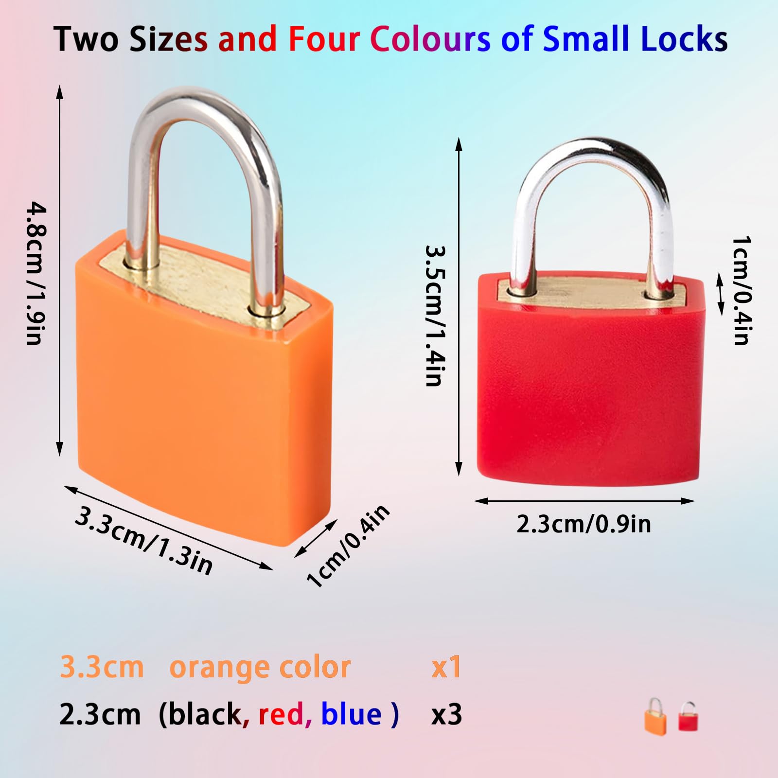 4 Pcs Suitcase Lock Small Luggage Locks with Keys Multi-Color Mini Padlock Plastic-Covered Copper Core Keyed Padlocks for Suitcase Backpack Bag Boxes Drawer Toolbox — Amazon image 3